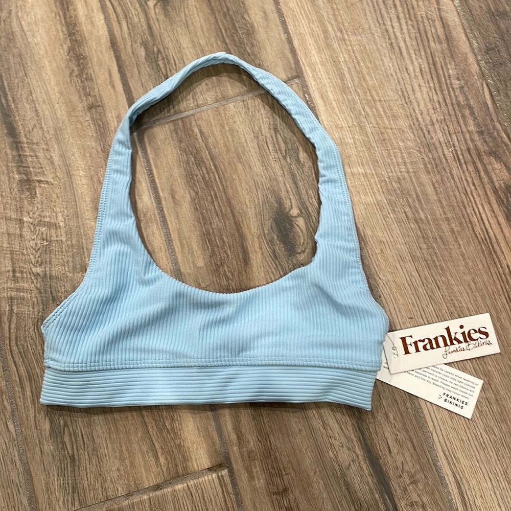 Frankie’s Bikinis Stevie Ribbed Top in Powder Blue